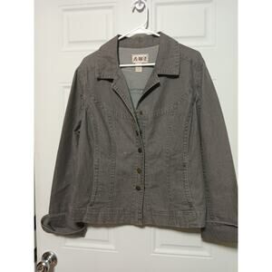 A. M. I. Women's Denim Jacket Button Front Long Sleeve Faded Blue Size M